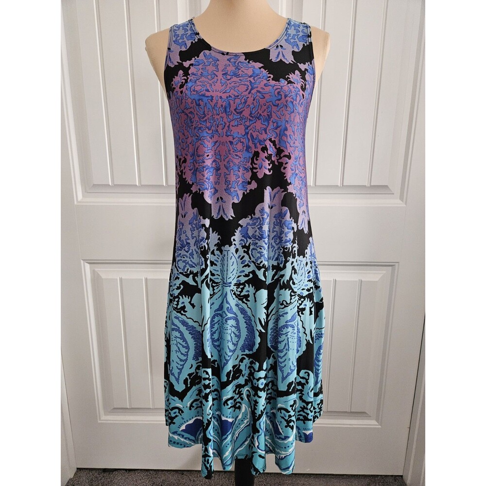 42pops Mediterranean Sleeveless A Line Dress Size L Pockets 42 Pops Boho